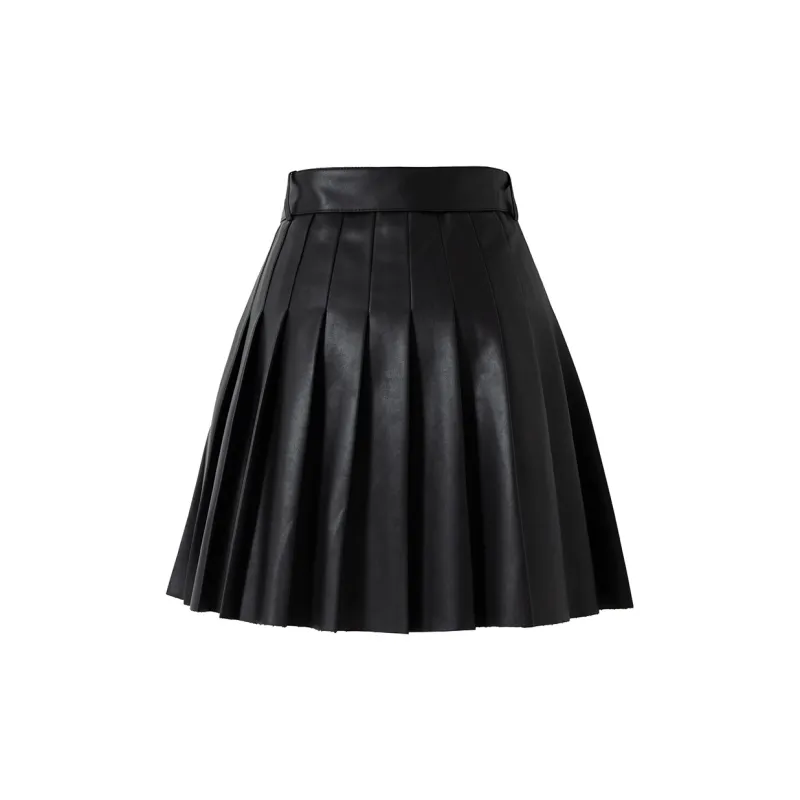SOON FLOWER Leather Short Skirts Women's Black-1