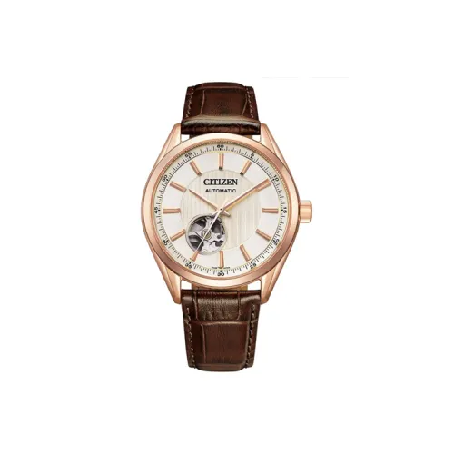 CITIZEN Automatic Mechanical Movement Leather Strap Watch Men's Watches Gold Dial NH911219A