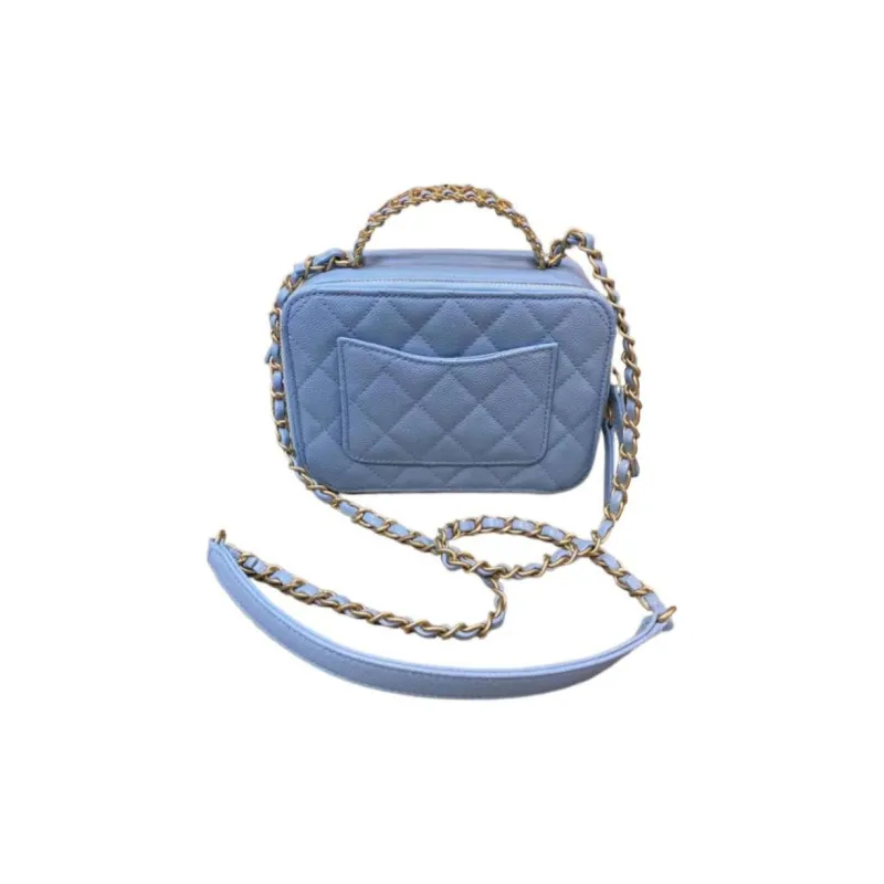 CHANEL Grain Embossed Cow Leather Box Bag, Shoulder Bag, Crossbody Bag, Handbag Women's Blue-1