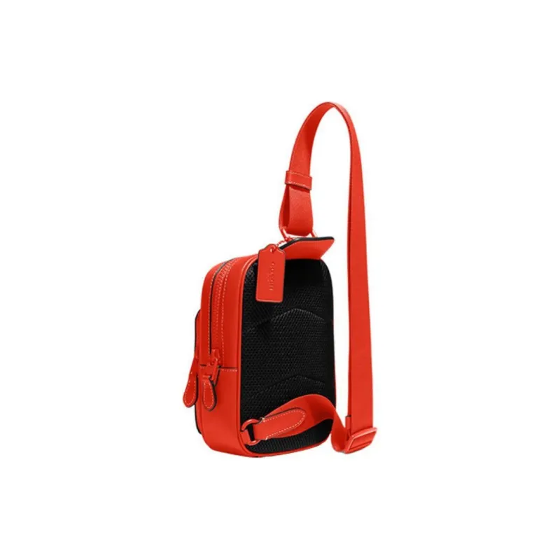 COACH Track Calfskin Sports Sling Bag Mini Women's Red Orange-2