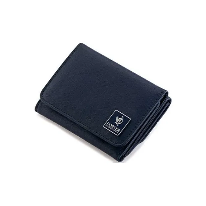 PORTER Ounce Cotton With PU And Canvas Coin Purse Unisex Marine Blue-1