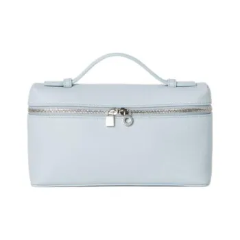 Loro Piana ExtraPocket Cow Leather Makeup Bag, Shoulder Bag, Crossbody Bag, Handbag Women's Light Blue