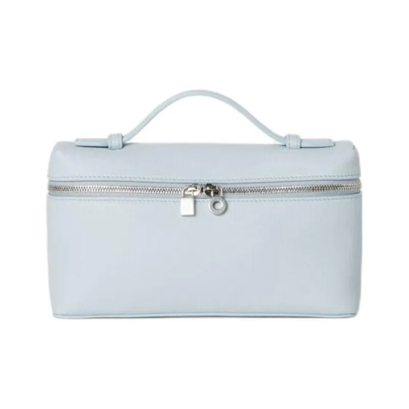Loro Piana ExtraPocket Cow Leather Makeup Bag, Shoulder Bag, Crossbody Bag, Handbag Women's Light Blue-0