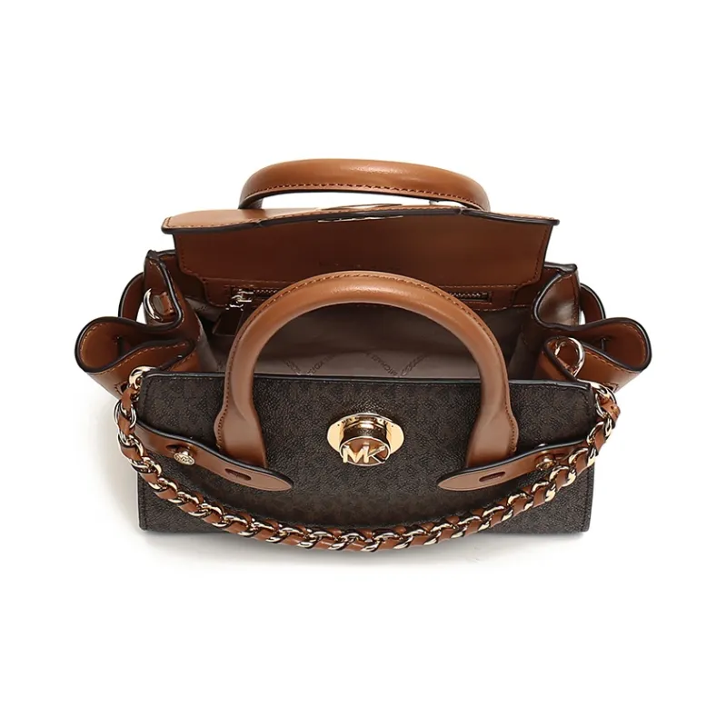 MICHAEL KORS Carmen Artificial Leather Portable Crossbody Bag, Shoulder Bag Women's Brown-4