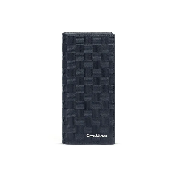 Simvay Clos Cow Leather With Synthetic Leather Long Coin Purse Clutch ID Holder Money Clip Regular Men's Black-14