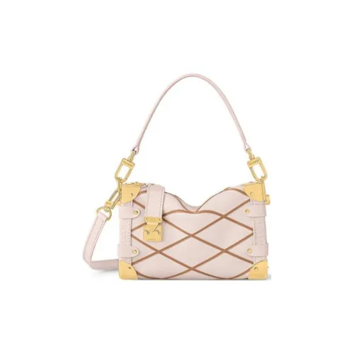 LOUIS VUITTON Trunk Leather Soft Box Shoulder Bag Crossbody Bag Handbag Small Size Women's Beige