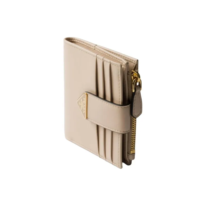 PRADA Leather Wallet Small Size Women's Beige-1
