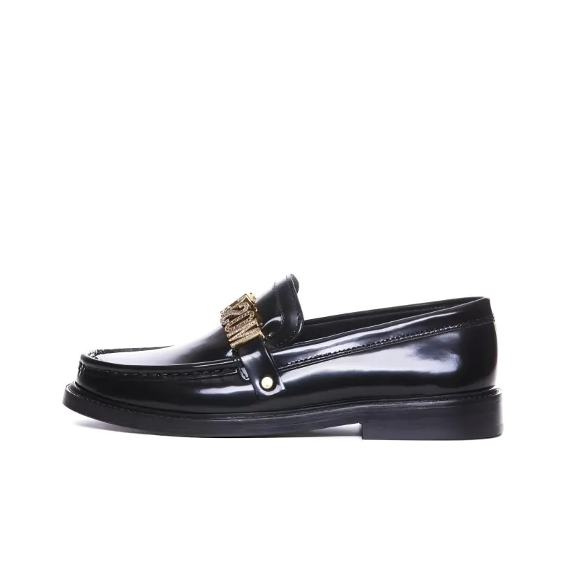 MOSCHINO Logo-lettering Leather Loafers-0