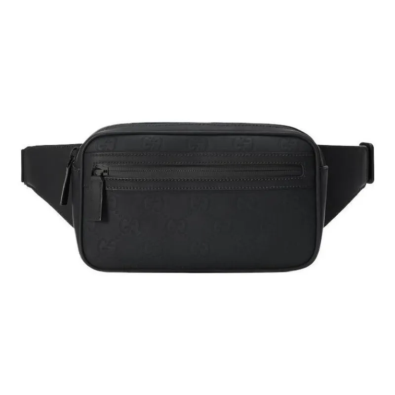 GUCCI Rubber Leather Fanny Pack Men's Black-0