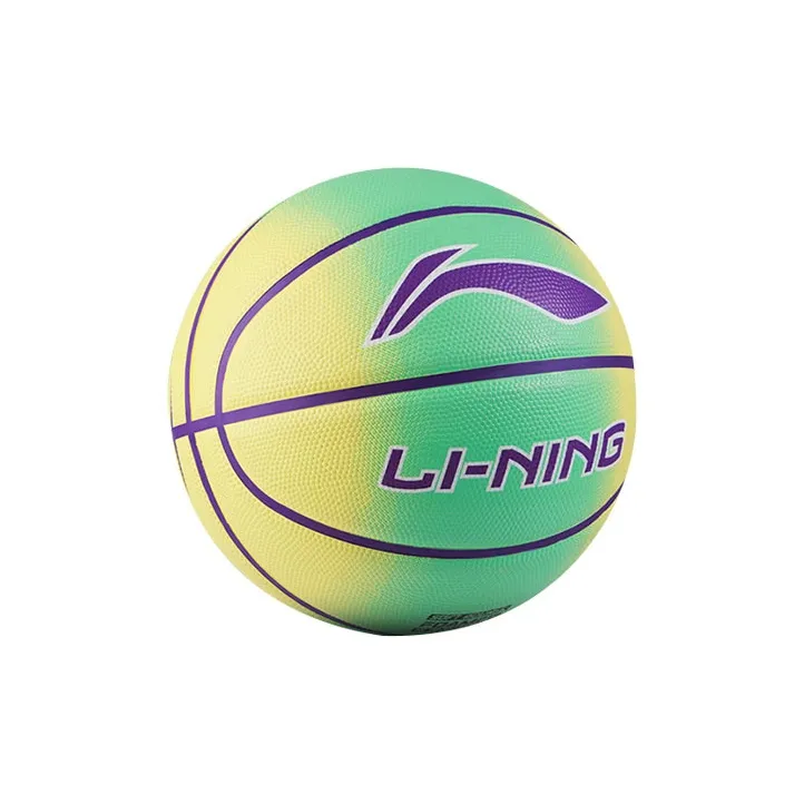 LiNing Rubber Basketball Yellow Green Size 7 Training Unisex-12