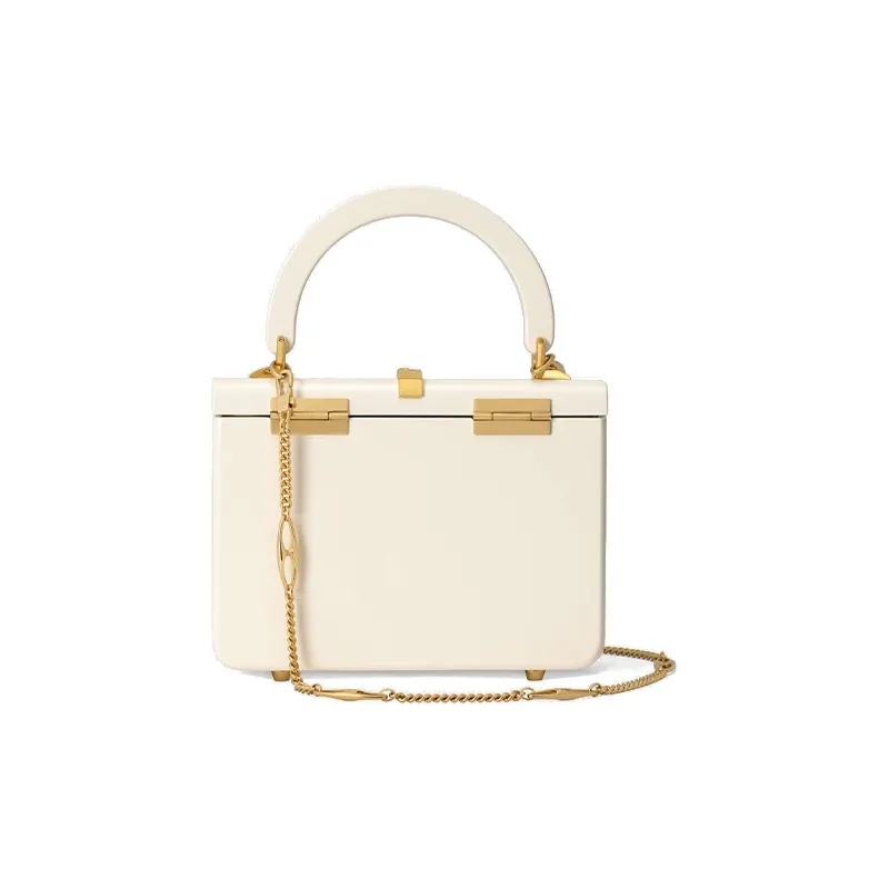 GUCCI Sylvie 1969 Acrylic Box Bag Chain Bag Shoulder Bag Crossbody Bag Handbag Mini Women's White-3