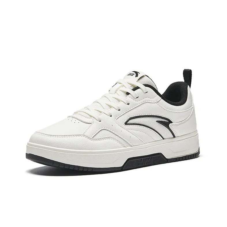Anta Lightweight White Sneakers Height Increasing Lightweight Low Top Skateboard Shoes Women's Ivory-1