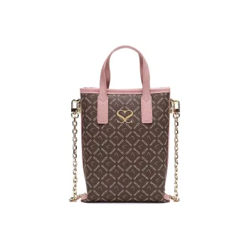 Satchi PVC Handbag Shoulder Bag Chain Pack Small Size Women's Khaki & Pink