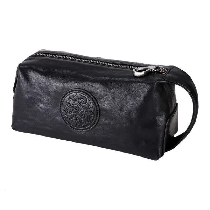 LARTIGENT Cow Leather Handheld Bag Clutch Small Size Men's Black-2
