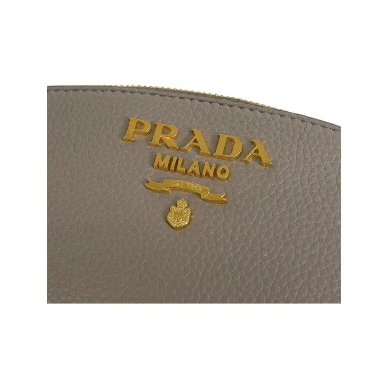 PRADA Leather Clutch Small Size Unisex Clay-5