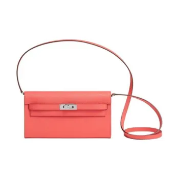 HERMES Kelly To Go Epsom Leather Handheld Shoulder Bag Crossbody Bag Women's Rose Red Blush