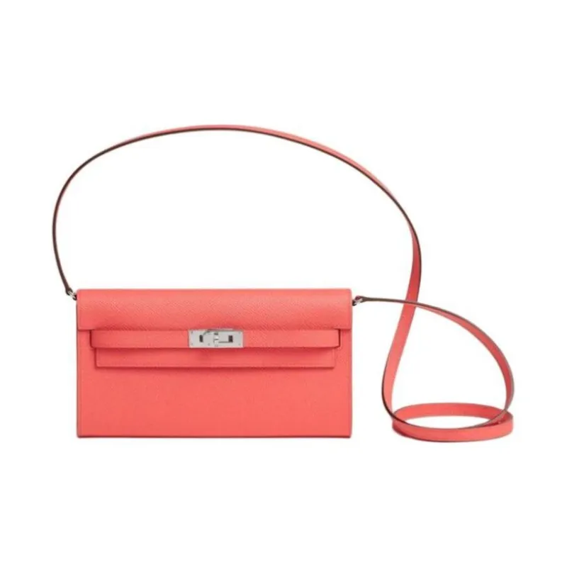 HERMES Kelly To Go Epsom Leather Handheld Shoulder Bag Crossbody Bag Women's Rose Red Blush-0