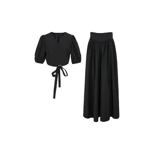 3COLOUR Casual Suits Women's Set Raven Tops+Midi Skirt