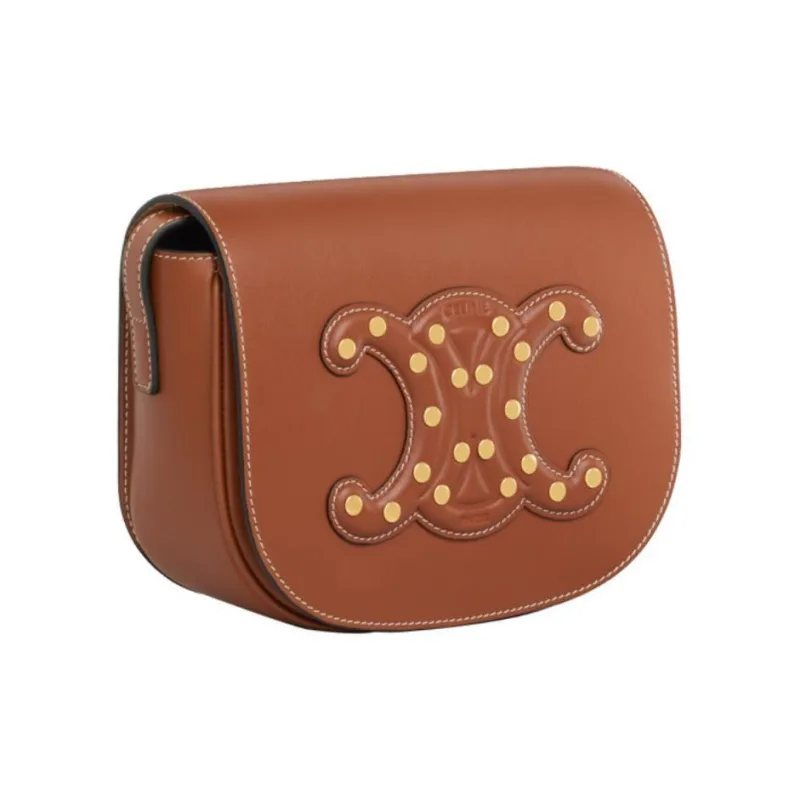 CELINE Cuir Triomphe Smooth Cow Leather Shoulder Bag Crossbody Bag Women's Tawny-1