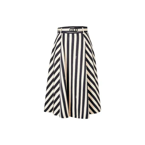 BADINA Casual Long Skirts Women's Black/White Stripes