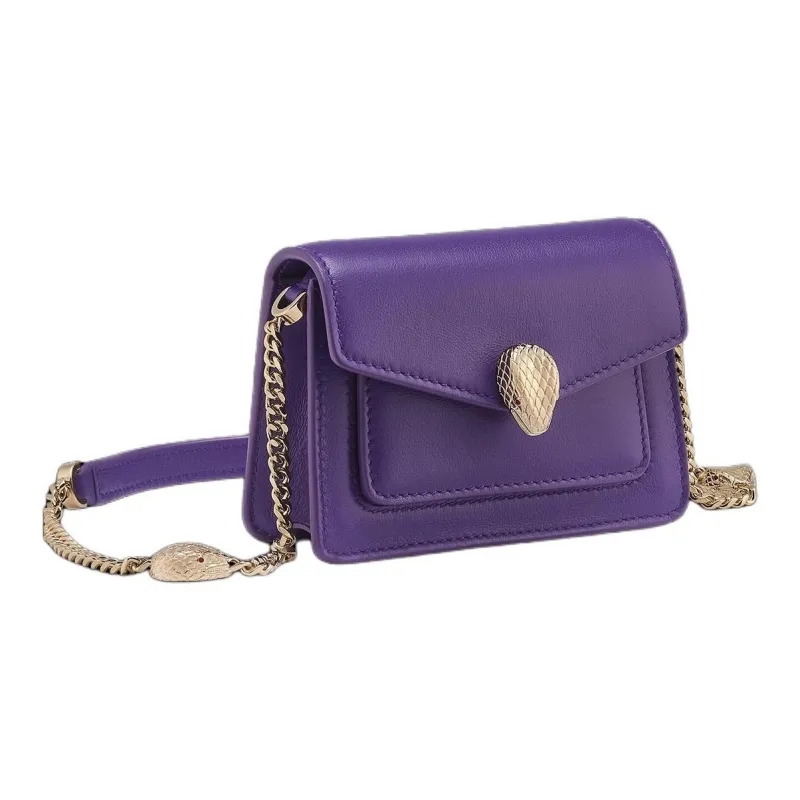 BVLGARI Serpenti Forever Series Calfskin Crossbody Bag Shoulder Bag Women's Purple-0