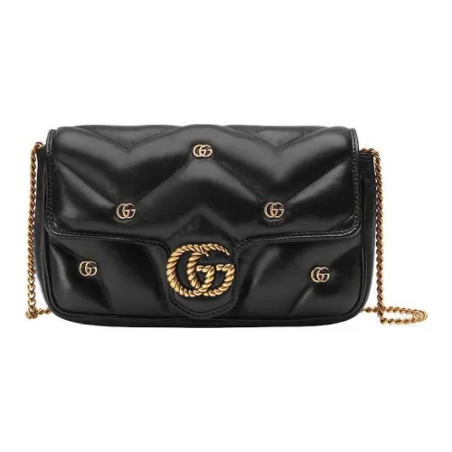GUCCI GG Marmont Leather Shoulder Bag, Crossbody Bag Mini Women's Black