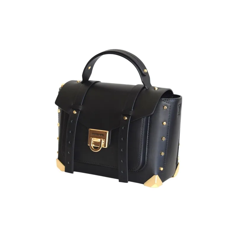 MICHAEL KORS Cowhide Leather Satchel Bag, Shoulder Bag, Crossbody Bag, Handbag Small Size Women's Black-2