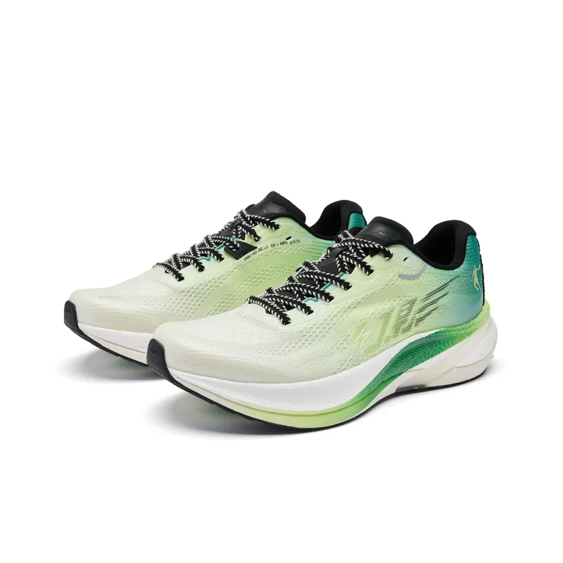 QIAODAN Cushioned Slip Resistant Abrasion Resistant Low Top Rubber Outsole Sprint Running Shoes Men's Shimmer Green-2