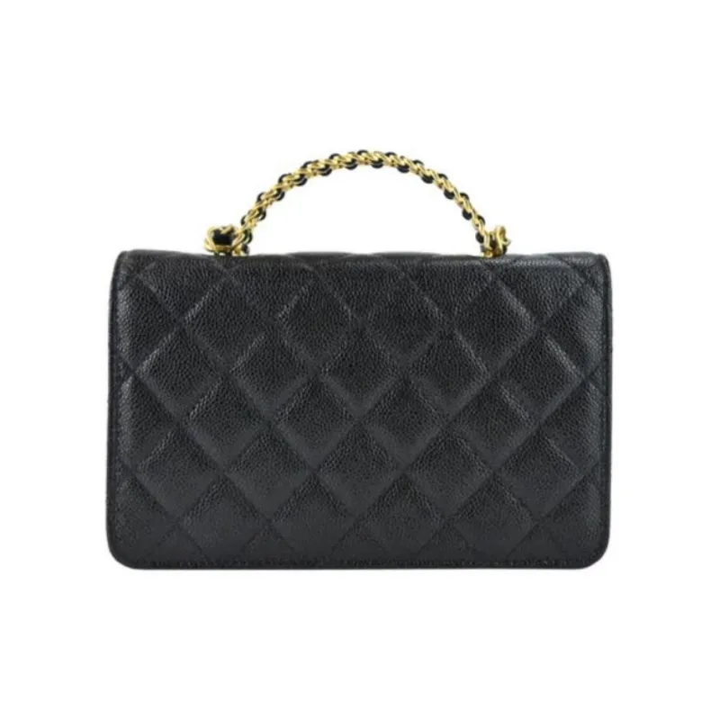 CHANEL WOC Grain Embossed Calfskin Chain Bag, Handbag, Shoulder Bag, Crossbody Bag Women's Black-1