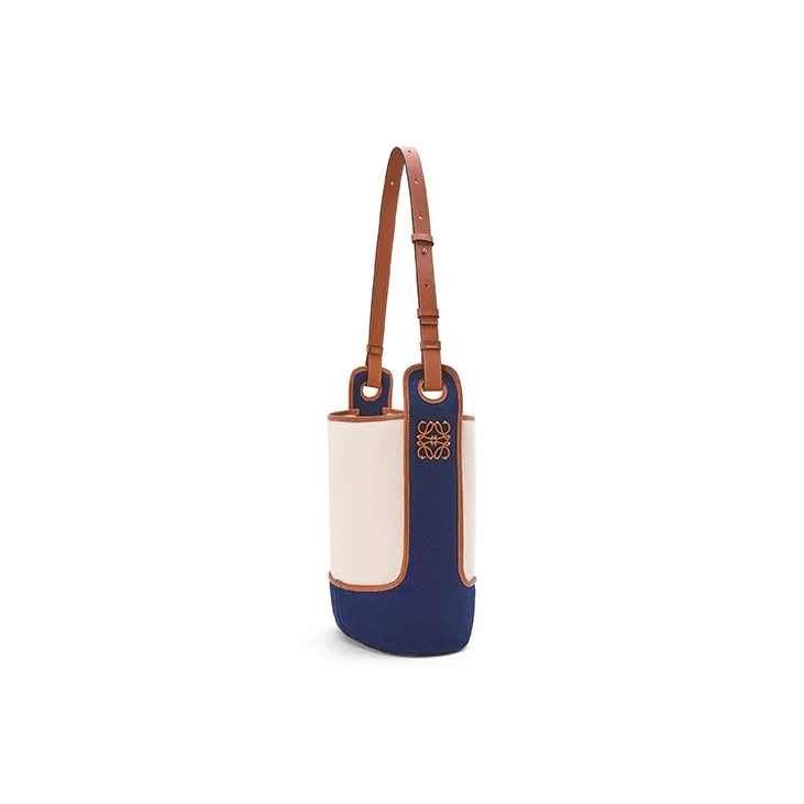 LOEWE Canvas With Calfskin Bucket Bag Hobo Bag Shoulder Bag Crossbody Bag Women's Beige/Blue-1