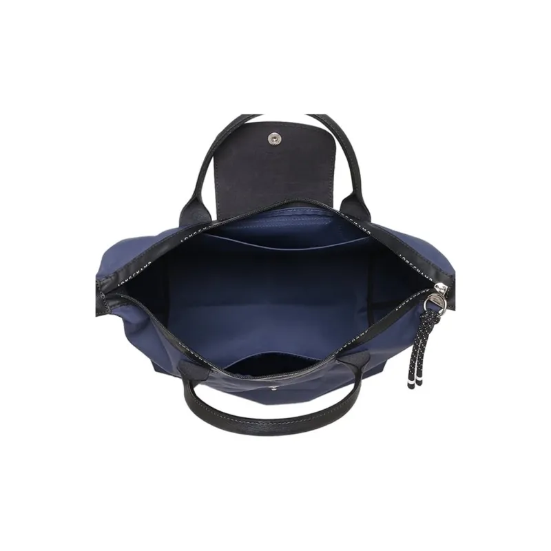 LONGCHAMP Le Pliage Energy Cow Leather Trim Shoulder Bag, Crossbody Bag, Handbag Medium Size Women's Blue-5