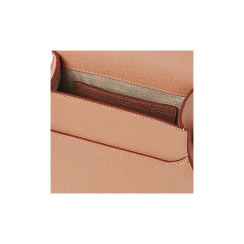 Chloe Marcie Grained Calfskin Saddle Bag Shoulder Bag Crossbody Bag Small Size Women's Terracotta Pink-4