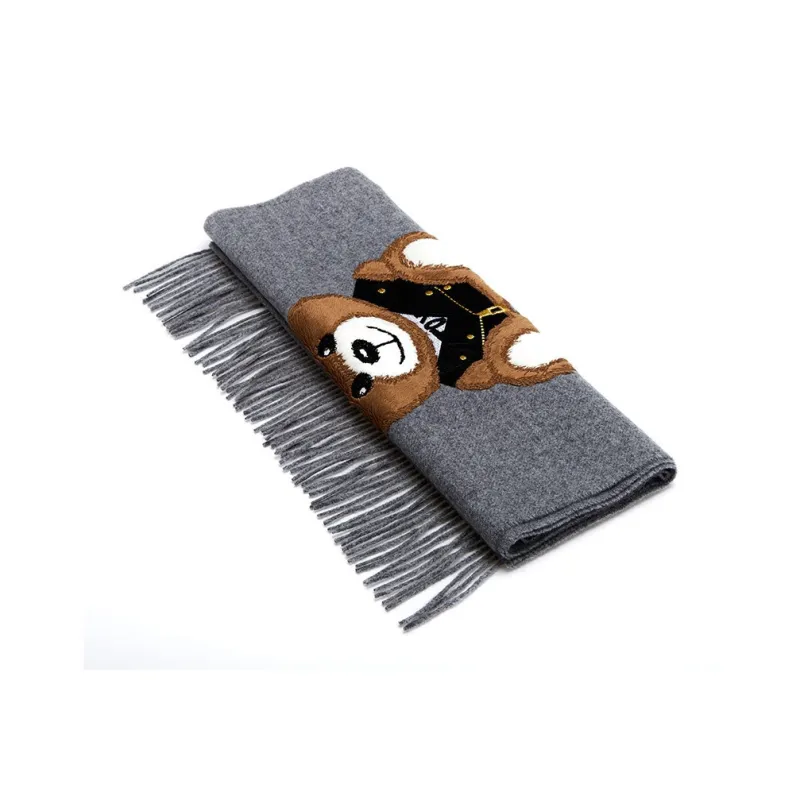 MOSCHINO Knit Scarves Unisex Light Gray-3
