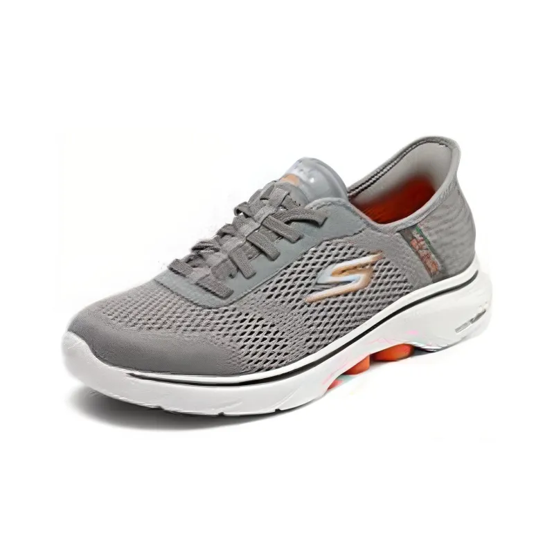 Skechers Slip Ins Slip Ins Technology Anti Slip And Wear Resistant Lightweight Low Top Casual Shoes Men's Gray Orange-2