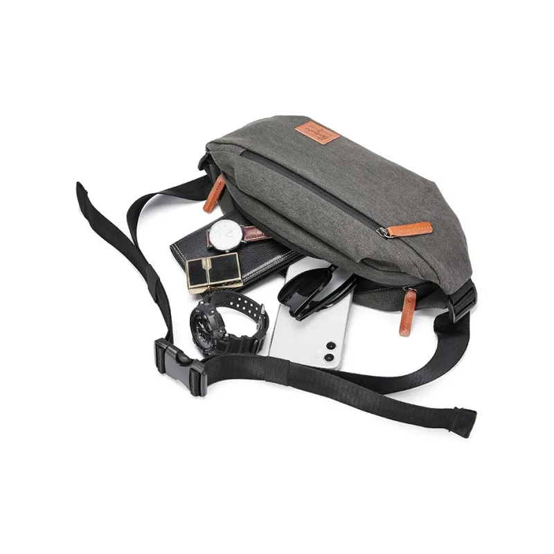 BOSTANTEN Fabric Sling Bag Regular Unisex Gray-3