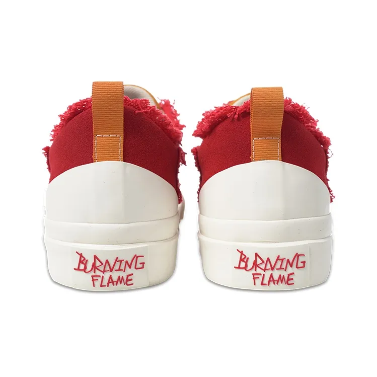 BURNING FLAME Shoes Height Increasing Abrasion Resistant Slip Resistant Low Top Canvas Shoes Unisex Red Velvet-4