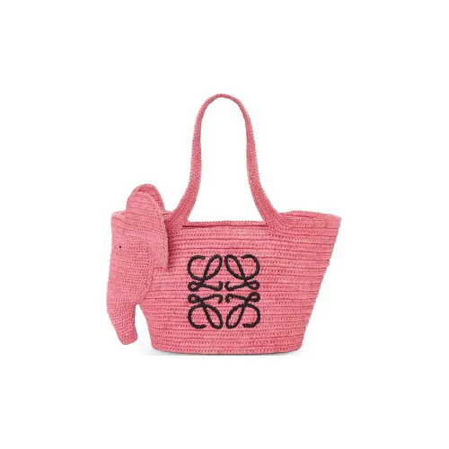 LOEWE Raffia Fiber Crossbody Handbag Small Size Women's Sunset Pink