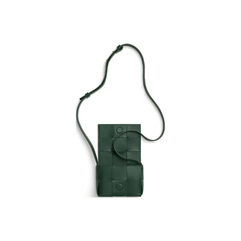Bottega Veneta CASSETTE Sheepskin Tofu Bag Plaid, Crossbody Bag, Shoulder Bag Mini Women's Dark Green-2