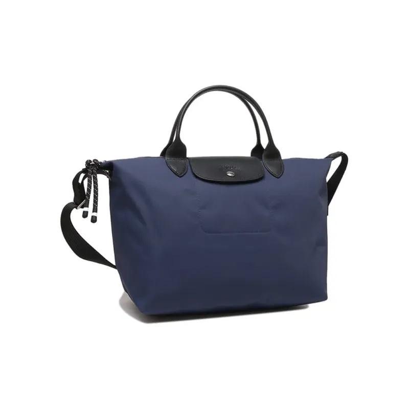 LONGCHAMP Le Pliage Energy Cow Leather Trim Shoulder Bag, Crossbody Bag, Handbag Medium Size Women's Blue-1
