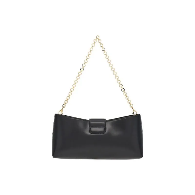 FERRAGAMO Trifolio Cow Leather Chain Bag Shoulder Bag Women's Black-4