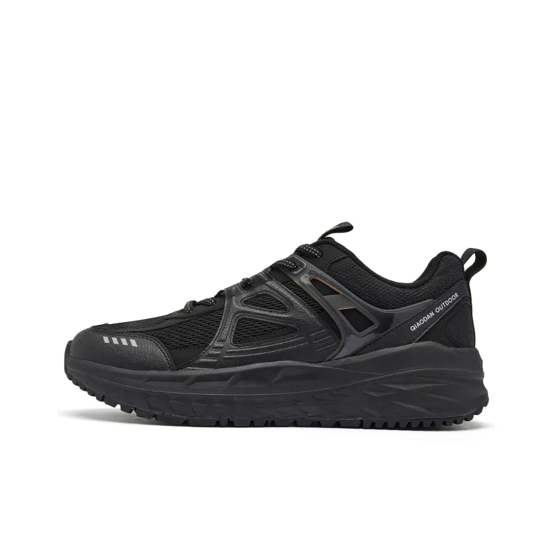 QIAODAN Wilder Cushioned Slip Resistant Abrasion Resistant Low Top Casual Running Shoes Men's Black Silver-0