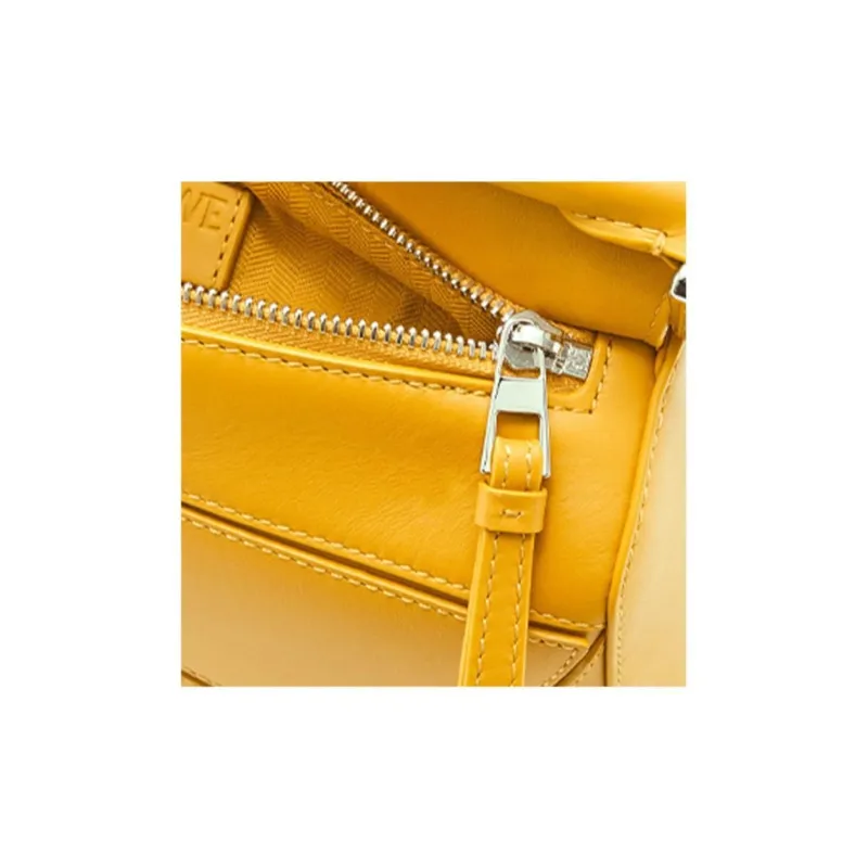 LOEWE Puzzle Satin Cow Leather Handbag Shoulder Bag Crossbody Bag Small Size Women's Sunflower Yellow-7