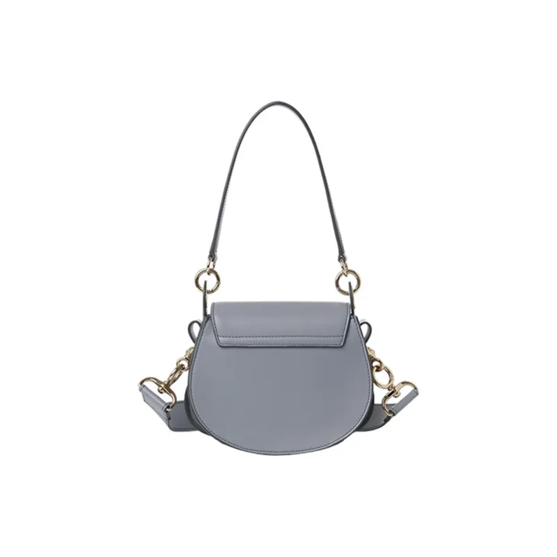 Chloe Tess Calfskin With Suede Shoulder Bag Crossbody Bag Handbag Small Size Women's Storm Blue-2