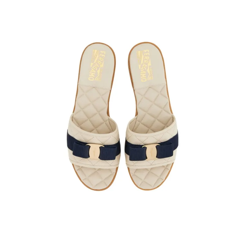 FERRAGAMO Vara Bow-appliqué Quilted Slides-3