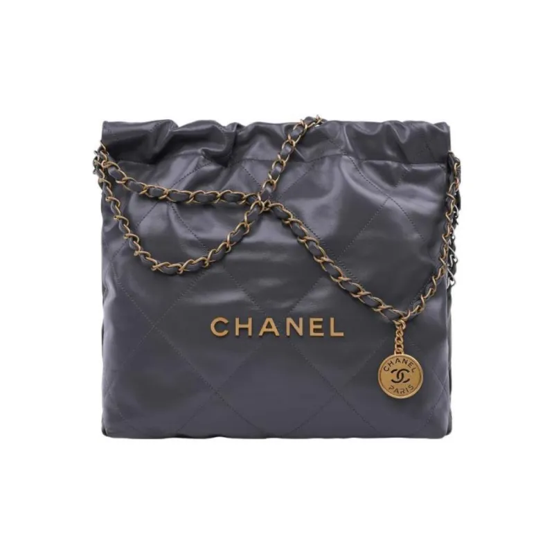 CHANEL 22Bag Bright Calfskin Tote Bag, Shopping Bag, Shoulder Bag, Handbag Trumpets Women's Dark Gray-0