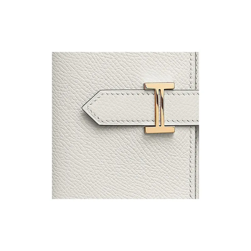 HERMES Bearn Epsom Calfskin Wallet Mini Unisex M4 Gris Pale Cream Gray-2