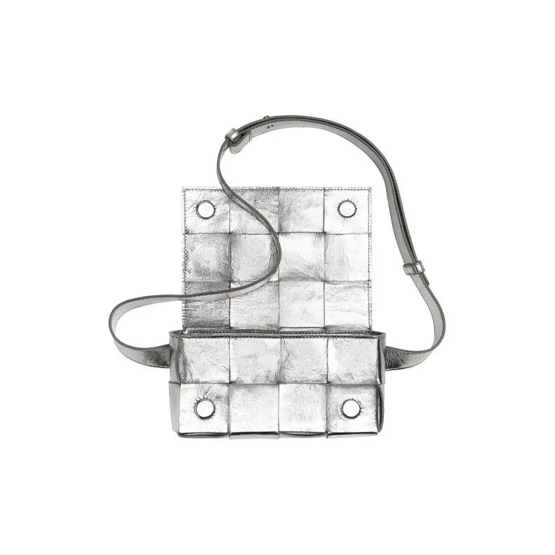 Bottega Veneta CASSETTE Sheepskin Clutches Fanny Pack Regular Women's Metal Silver-2