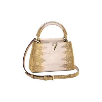 LOUIS VUITTON Capucines Lizard Skin Kapustin Handbag Shoulder Bag Crossbody Bag Mini Women's Yellow/Beige
