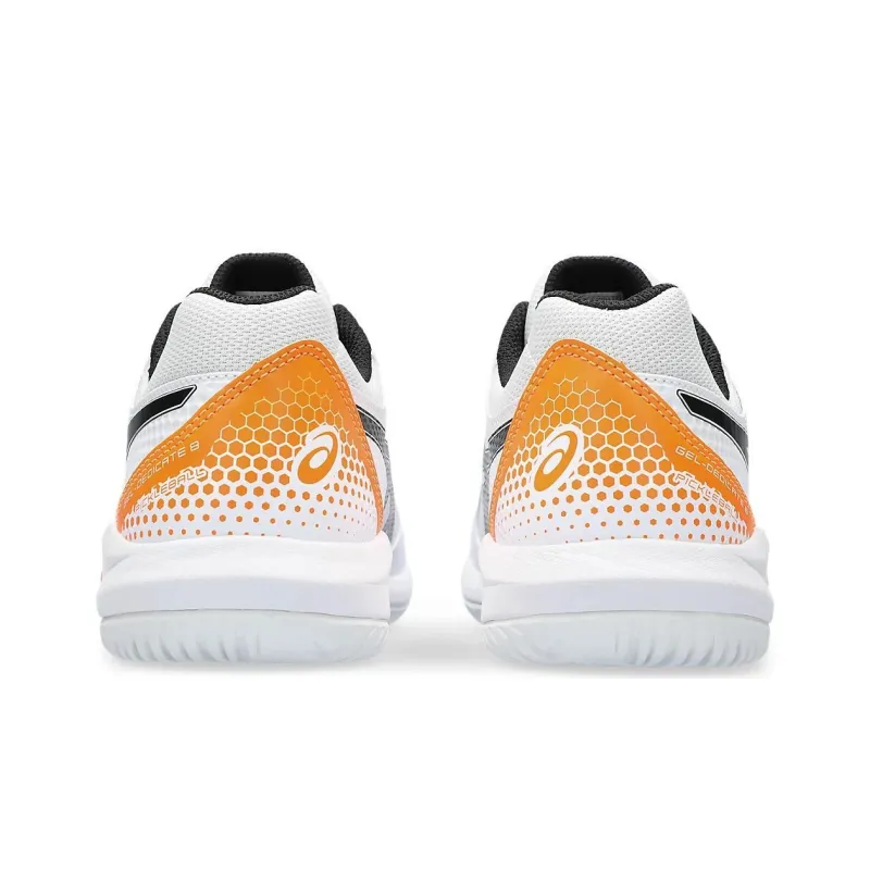 Asics Gel Dedicate 8 Cushioning, Wear Resistant Low Top Tennis Shoes Men's White Orange-4