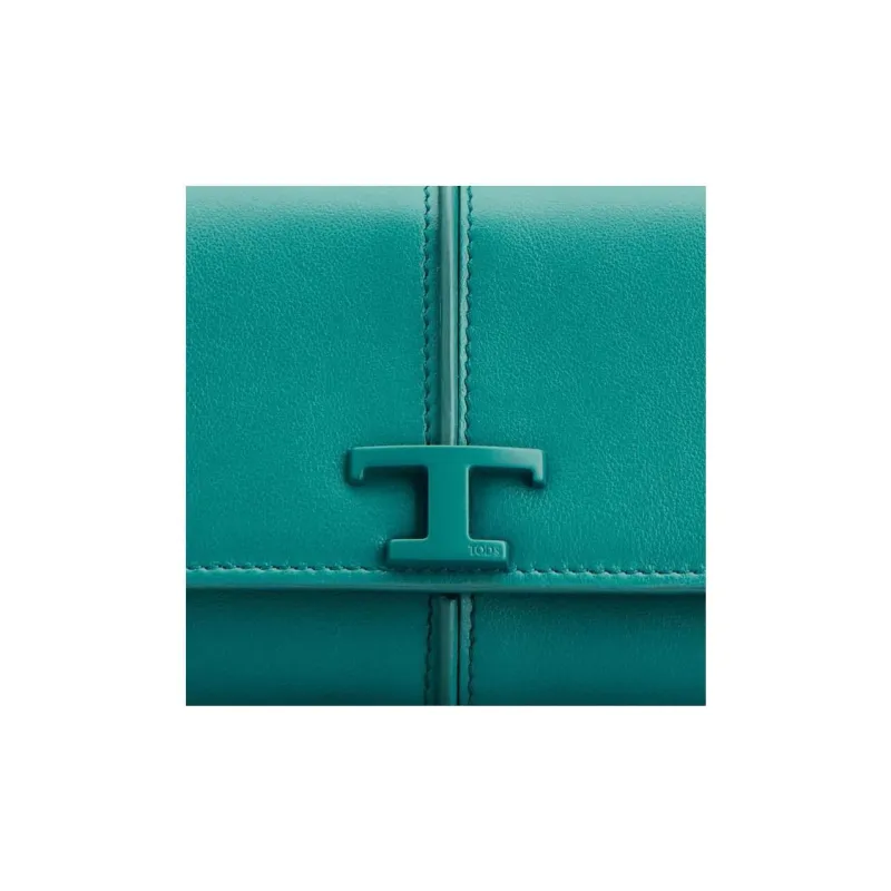 TOD'S Calfskin Wallet Women's Green-4